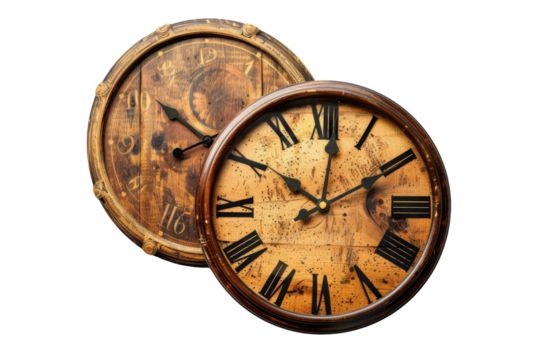 Handcrafted Wall Clocks: Authentic Visual Isolated On Transparent Background