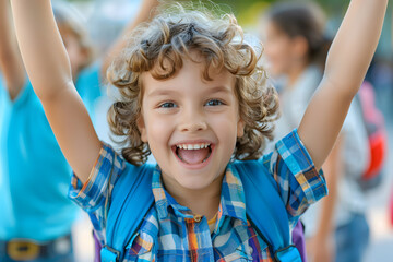 A happy kid excited for back to school