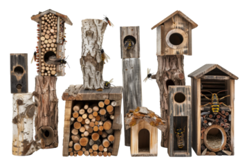 Insect Hotels: Authentic Visual Isolated On Transparent Background