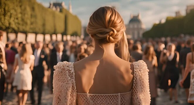Model woman doing a fashion show in Paris.