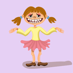 LITTLE GIRL ILLUSTRATION FUNNY HAND DRAWN