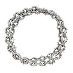 Sharp Metal Circles: 3D Art Element.  3D render features sharp-tipped metal chains forming a captivating circular frame (transparent PNG). Modern art inspiration for your projects.