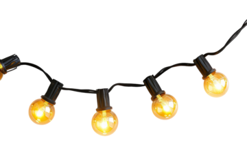 Real Image of LED String Lights for Gardens Isolated On Transparent Background