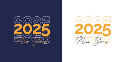 2025 New year typography design illustration