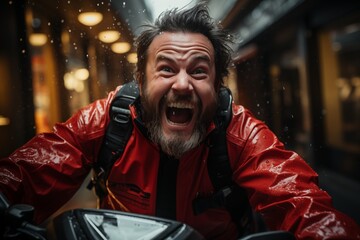 Wet street, speedy delivery.