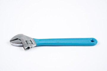 Adjustable wrench on an isolated white background.
