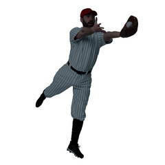 Silhouette of baseball player on white background