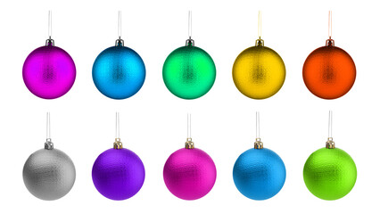 Decorative Christmas balls isolated on white, set
