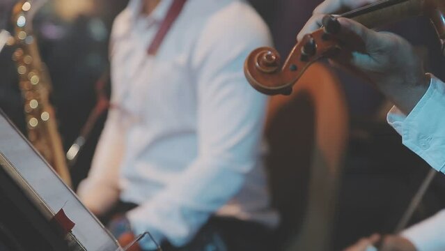 violin instruments, symphony orchestra stock footage