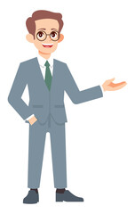 Business man presentation flat design illustration