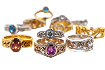 Realistic Display: Personalized Jewelry Collection Isolated On Transparent Background