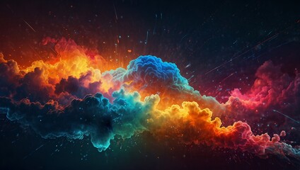 Generative AI Colorful clouds in a vibrant sky, displaying a striking blend of bright blue and orange hues.