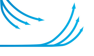 Fototapeta premium Blue arrows pointing up. Blue arrows clean fresh air flow collection. Flat style curved arrow icon vector isolated.