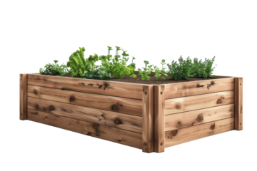 Beautiful Raised Garden Beds for Home Gardens Isolated On Transparent Background