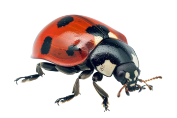 Detailed View of Seven-Spot Ladybird Isolated On Transparent Background