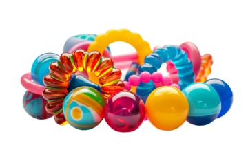 Versatile Silicone Teething Toys for Infants Isolated On Transparent Background