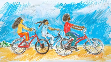Fototapeta premium Friends Enjoying Bicycle Ride on Friendship Day in Scenic Outdoors