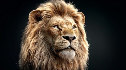 Fototapeta premium A majestic lion isolated on a transparent background with a cinematic style.