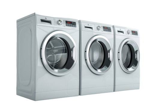 Futuristic Cleaning: Smart Washing Machines with Built-In Features Isolated On Transparent Background