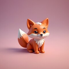 Obraz premium a close up of a toy fox sitting on a pink surface
