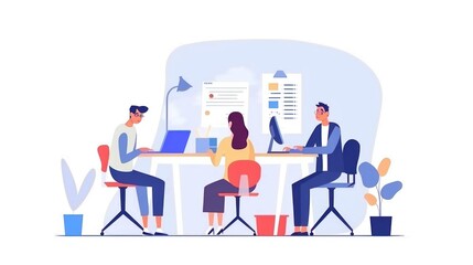 Managers work on projects together. Employee meeting