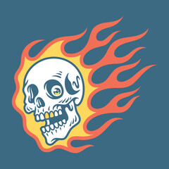 Vector illustration skull head in flames