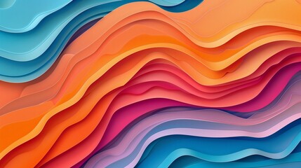 Multi layers color texture 3D papercut layers in gradient vector banner. Carving art. Cover layout material design template. Abstract realistic papercut decoration textured with cardboard wavy layers,