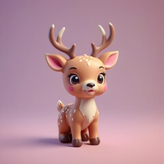 a close up of a toy deer sitting on a purple surface