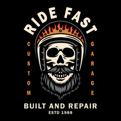 Vector illustration of a biker skull.For t-shirts, stickers and other similar products.