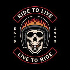 Vector illustration of a biker skull.For t-shirts, stickers and other similar products.