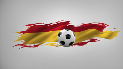 Naklejka premium The symbolic power of success and victory. soccer ball on Spain flag background. Generative Ai.