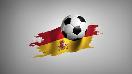 Fototapeta premium The symbolic power of success and victory. soccer ball on Spain flag background. Generative Ai.