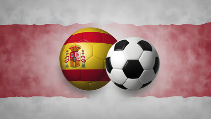 The symbolic power of success and victory. soccer ball on Spain flag background. Generative Ai.