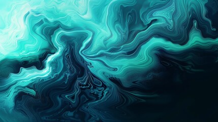 Obraz premium An abstract watercolor background with flowing patterns in shades of teal and green.