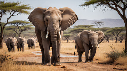 Fototapeta premium AI image generated background poster for World Elephant Day