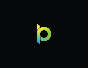 Colorful letter BP or PB minimal logo design template with black background. 