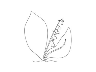 abstract lily of the valley flower,continuous single line art drawing sketch, logo