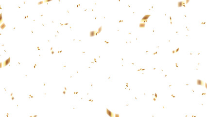 Confetti and gold ribbon isolated on transparent background