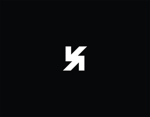 Letter AV or K logo minimal logo design idea with black background. 