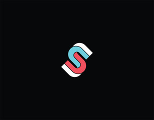 Modern 3D isometric letter S logo design