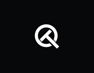 OT, QT or TQ Alphabet Letters Abstract Icon Logo with black background template. 