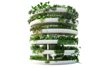 Urban Agriculture: Vertical Farming Isolated On Transparent Background