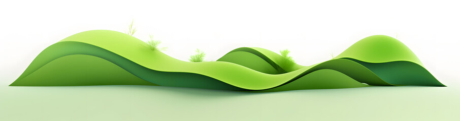 Fototapeta premium Green mountains, curved hills of grass illustration