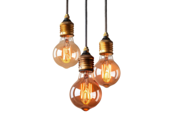 Retro Lighting: Vintage Edison Bulb Pendant Light Isolated On Transparent Background