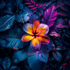 Obraz premium A serene canvas of azure blossoms dances across the landscape, painting a tranquil symphony of nature's elegance. 