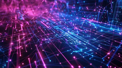 Naklejka premium Ai big data illustration 3d neon blue pink purple background