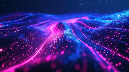 Obraz premium Ai big data illustration 3d neon blue pink purple background