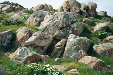 amous granite rocks at the cote de granite rose - generative ai