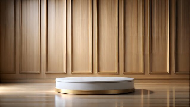 Classy Podium Blur: A classy podium with a blurred background, focusing on the floor and wall for a classic and timeless product presentation.
