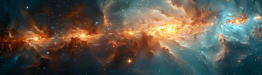 Starship A futuristic starship traveling through a galaxy